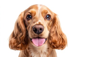 Cocker spaniel puppy looking happy with tongue out