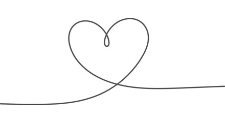 Continuous line drawing of a heart shape on a white background.