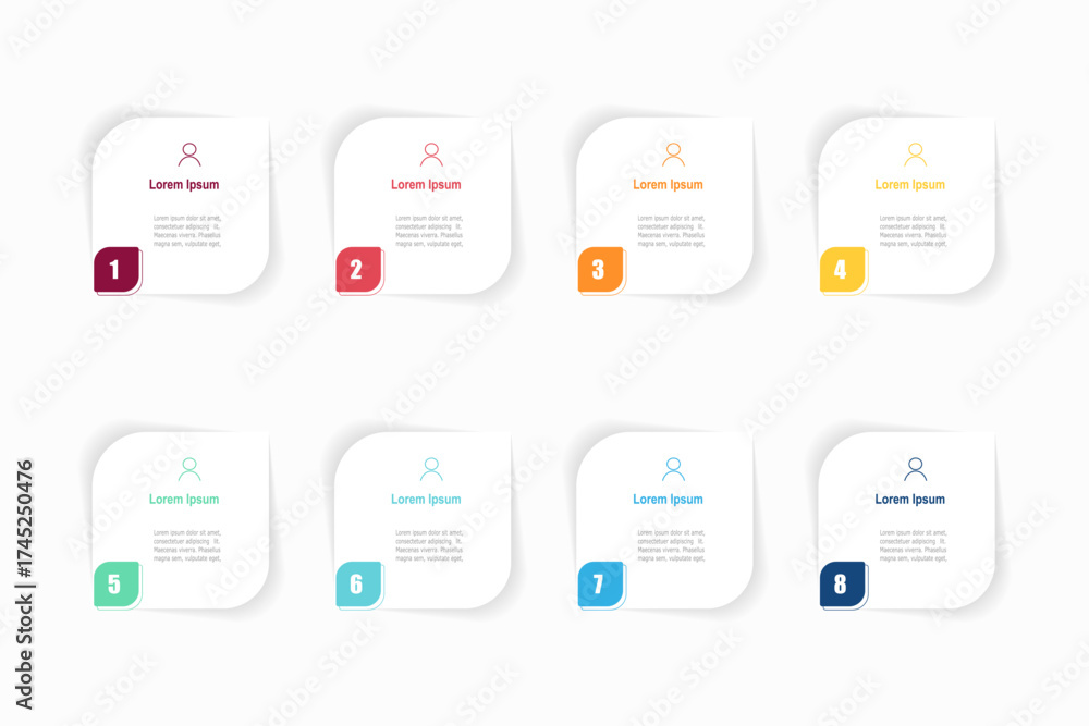 Canvas Prints for business concept with 8 steps infographics, rectangle shape with multicolor label, design for wo
