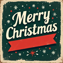 Merry Christmas retro text, classic typography with 1950s–1970s inspired design, festive vintage illustration style