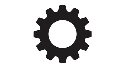 Simple black gear icon with a central circular cutout design