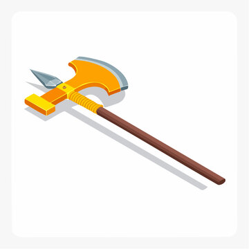 Medieval halberd weapon with sharp point