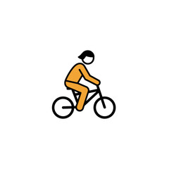Fototapeta premium Person riding a bicycle in a minimal style isolate on a transparent background