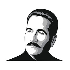 Sketch of Allama Iqbal the great Urdu poet, Vector illustration