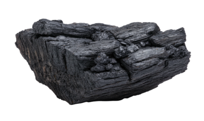 Close-up shot showing a jagged, dark gray mineral formation with rough, textured surfaces