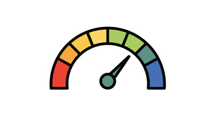 Colorful speed meter or gauge illustration with a black needle pointing