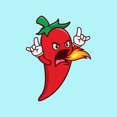 Red chili mascot hot spicy cartoon vector design