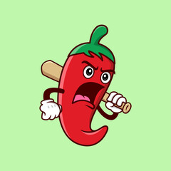 Red chili mascot hot spicy cartoon vector design