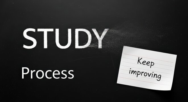 Words Study Process on Blackboard with Handwritten Note