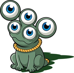 Creepy Cartoon Zombie Girl Character in a Purple Dress and Blue Cape with Sharp Claws, Vector Illustration for Halloween, Horror Theme, Undead Costume, and Spooky Kids' Art.