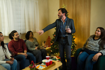 Drunk friend bringing some drama to a holiday party and talking everyone down