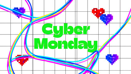 Cyber Monday Countdown Banner with Balloons and Timer