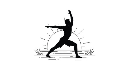Silhouette of a person practicing yoga during a sunrise or sunset