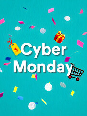 Cyber Monday Countdown Banner with Balloons and Timer