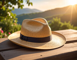 Summer straw hat, Generated image