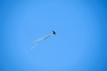 A prototype fiber-optic drone in the shape of a kite flies over Ukraine on the opening day of the Euro 2012 Football Championship. It is a product of Ukrainian engineering and Dutch extravagance.