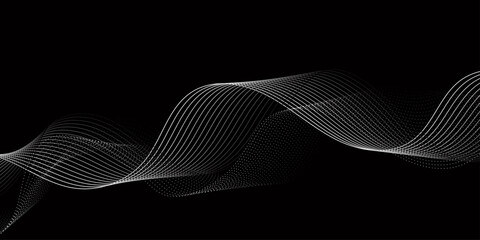 Abstract black background with whit line. Modern template abstract design flowing particles digital frequency track equalizer. abstract wave line for banner, wallpaper background with wave design