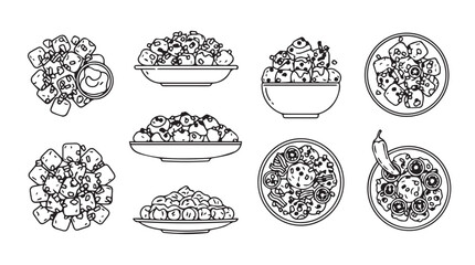 Delicious fruit arrangement set artistic hand drawn elements for culinary design vector