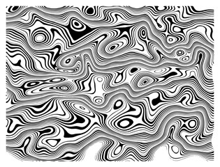 Abstract black and white swirling organic pattern with wavy lines and circular motifs