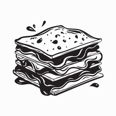 Delicious Lasagna Stack with Meat Sauce and Melted Cheese image vector on White Background