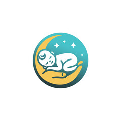 Symbolic Illustration of a Sleeping Baby on a Crescent Moon