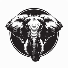 Obraz premium Strong Big Elephant Silhouette Vector Front View for Wildlife Design