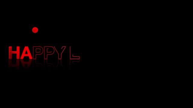 animated jumping or bouncing ball of Happy Engagement text word lettering typography glow neon reveal, Bright letters jump in the inscription theme video,motion seamless loop animation red type on bla