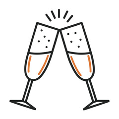champagne glass with champagne vector