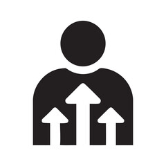 Team growth and collective development icon with people and upward arrows showing group improvement and shared progress towards a common goal