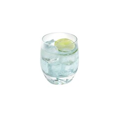 Refreshing Gin and Tonic Cocktail with Ice and Lime Slice Isolated on White Background