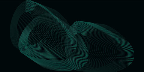 Abstract background with futuristic glowing green geometric line design. Modern gradient curved line pattern. Vector concept for banners, brochures, flyers, covers, presentations, and websites.