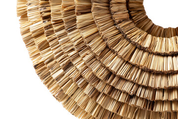 Abstract Tan Wooden Ring with Symmetric Patterns on Black Background