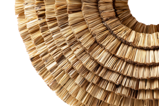 Abstract Tan Wooden Ring with Symmetric Patterns on Black Background