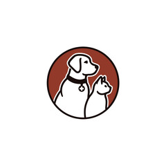 Dog and Cat Pet Clinic Logo with Circle Background Illustration