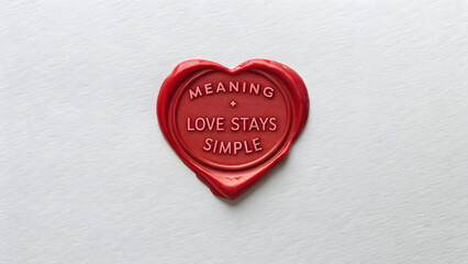 Red Heart Wax Seal with Meaning Love Stays Simple Message