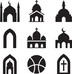 set of vector icons of mosque