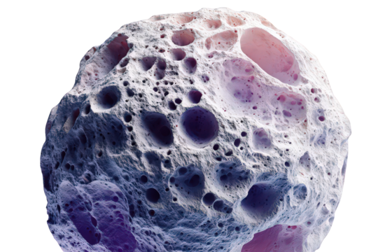 Porous White and Blue Stone Formation with Cavities on Black Background