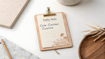 Wooden clipboard with Daily Note and encouraging quote