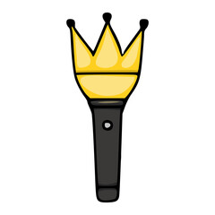 Naklejka premium A simple yellow crown-shaped lightstick vector illustration, symbolizing royalty, celebration, or fandom.