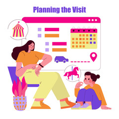 Planning a Fun Fair Visit Vector Illustration