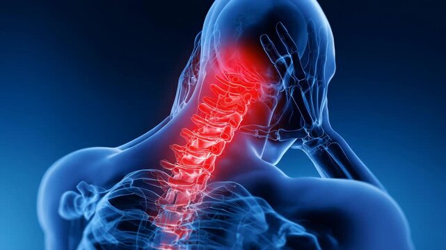 医療イメージ 　首、肩こり（ズキズキ痛む様子）