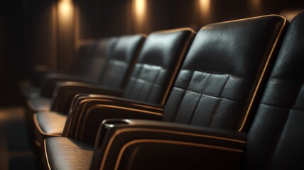 Obraz premium Luxurious theater seating in dimly lit auditorium. AI image