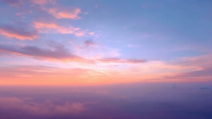 Fototapeta premium Dreamy cloudscape at sunrise with pastel tones. AI image