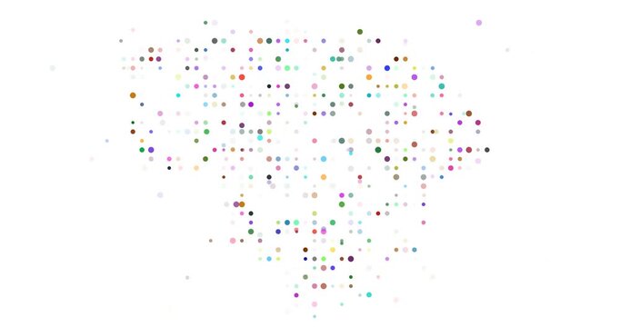 Animated Orbs from Periphery Creating Lithuania Contour Map Graphic