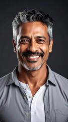 Smiling man portrait, grey hair and beard