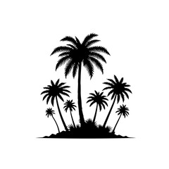 Tropical Beach Palm Tree Vector Illustration