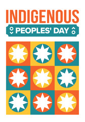 Indigenous Peoples' Day. Native American Day. American Indian culture. Heritage Month. Celebrate annual in United States. Tradition pattern. Poster, card, banner and background. Vector illustration