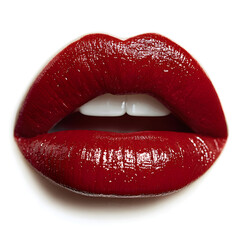 Obraz premium Red glossy lips showing white teeth