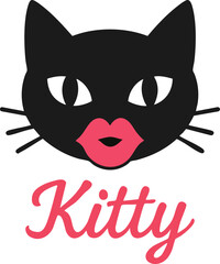 Kitty Cat Lip Logo Emblem