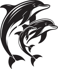 Jumping Dolphin Silhouette Vector Illustration
